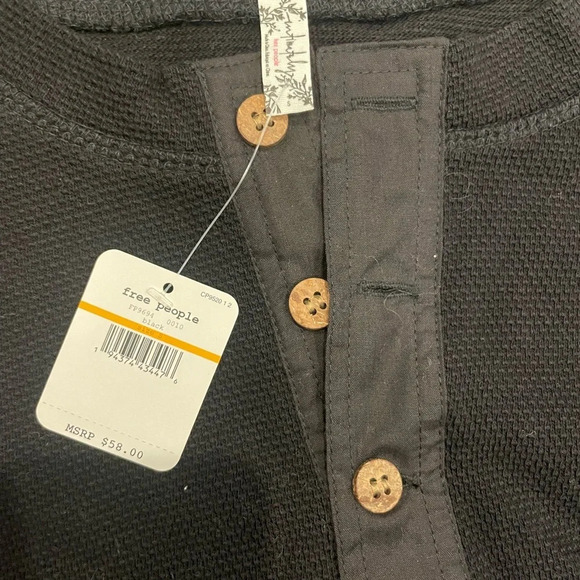 Free People Bodysuit NWT Peek Aye Black Textured Henley Sleeveless Top Small - Picture 5 of 10